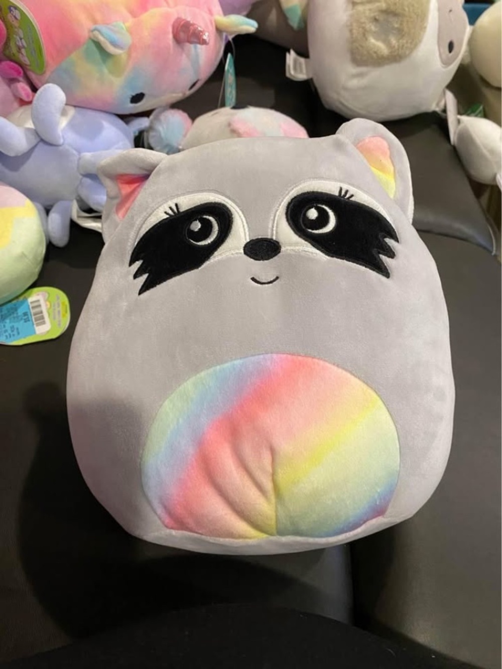 Squishmallows Max 8” Raccoon with rainbow accents